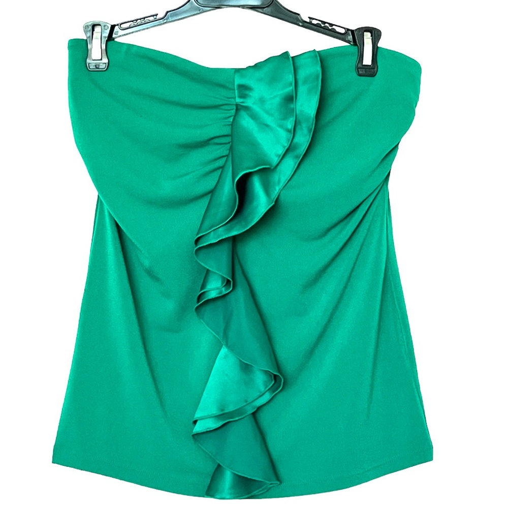 The Limited Green Strapless Blouse With Ruffles. Size S